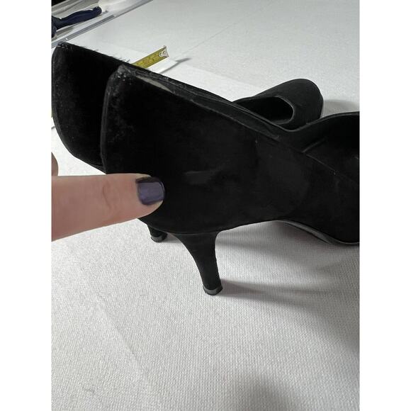 Stuart Weitzman Pumps Black 7.5W Black Velvet Tortoise Platform Stiletto High He - Picture 6 of 16